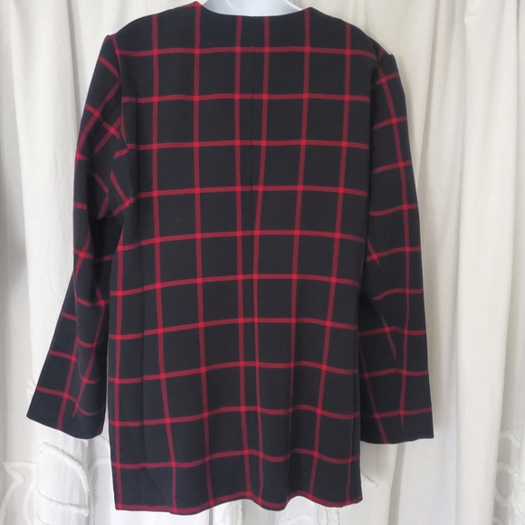 NorthStyle Women's Navy Blue Blazer with Red window Pane Plaid print Sz XL EUC - Picture 15 of 15